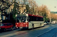 Autobús substitutorio del tranvia Azul por obras del II Cinturón. Av Tibidabo 14.12.1991 Colección STB