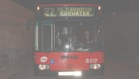 Primer coche que salió a dar servicio desde las cocheras de Horta, conducido por el Sr. Arias, a las 4.14h del 15/12/2003. Enviado por Miguel Atencia