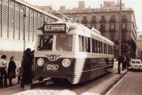 Tranvía de la línea 64 en una exposición en el Borne de Barcelona, año 1981. Foto J.A.Solsona/Colección Jordi Parayre