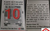 Folleto explicando el final de la 401 y el principio de la línea 10, julio 1996. Colección ACEMA