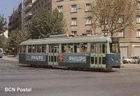 Tranvia de la línea 64 en Muntaner esquina Av. José Antonio