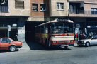 Línea 14 saliendo de las cocheras de la Compañía en la Av. Masnou, marzo 1989. Foto STB, marzo 1989