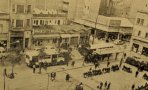 Pl. Mercado Collblanch, con varios autobuses de Autos Florida. Foto autor desconocido