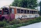Autobús de Flobus abandonado en la cochera de la Cta. del Mig. Servía principalmente en la línea 7