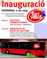 Cartel de inauguración del servicio SanViBús, 6/5/2005